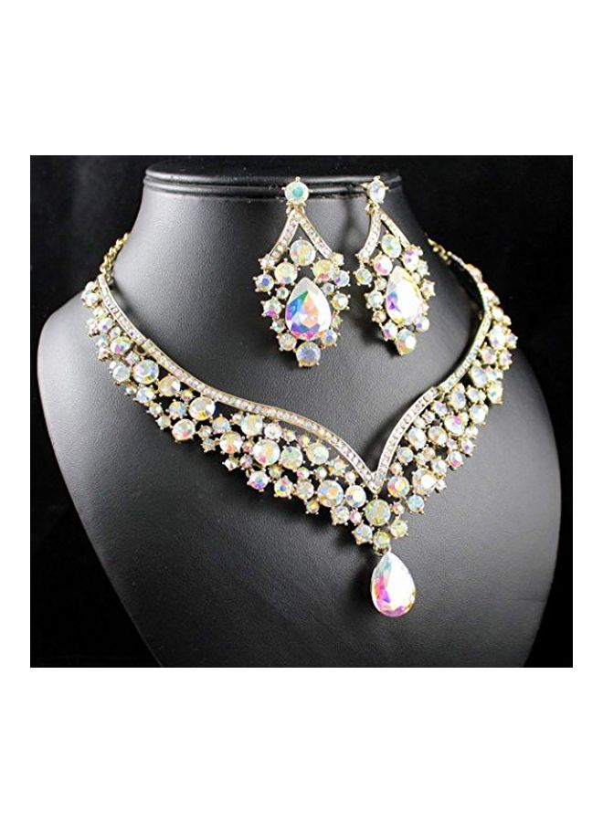 Janefashions Alloy Gold Plated Rhinestone Crystal Studded Jewellery Set - Image 3
