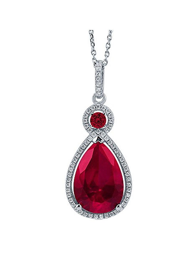 Berricle Rhodium Plated 925 Sterling Silver Pear Cubic Zirconia Studded Jewellery Set  - Image 1