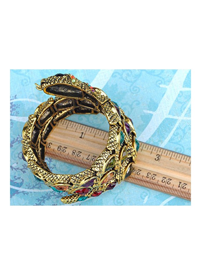 Rhinestones Studded Egyptian Snake Wrap Bracelet - Image 3