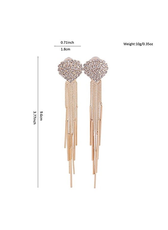 Grace Jun 18 Karat Gold Plated Copper Rhinestone Studded Teardrop Tassel - Image 2