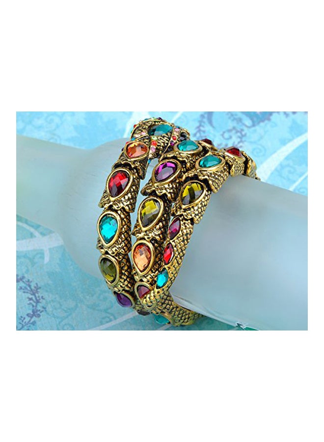 Rhinestones Studded Egyptian Snake Wrap Bracelet - Image 4