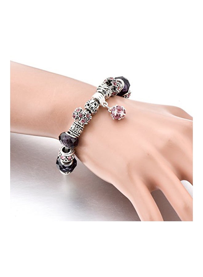 لونغ واي سوار مطلي الفضة ومرصع بالكريستال النمساوي وبأحجار الراين ومزين بحلية - Image 2