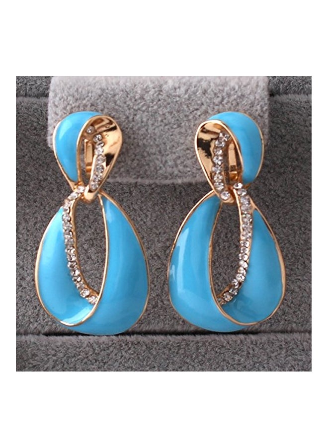 Grace Jun Gold Plated Copper Enamel And Rhinestone Studded Clip on Earrings  - Image 3