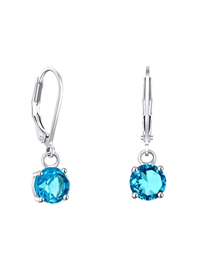 Buyless Fashion - Stainless Steel Cubic Zirconia Studded Dangle Earrings - Image 1