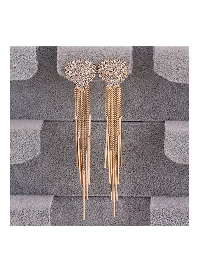 Grace Jun 18 Karat Gold Plated Copper Rhinestone Studded Teardrop Tassel - Image 5