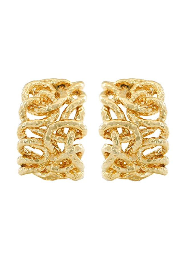 JanKuo Jewelry - Gold Plated Brass Hammered Style Clip On Earrings - Image 1