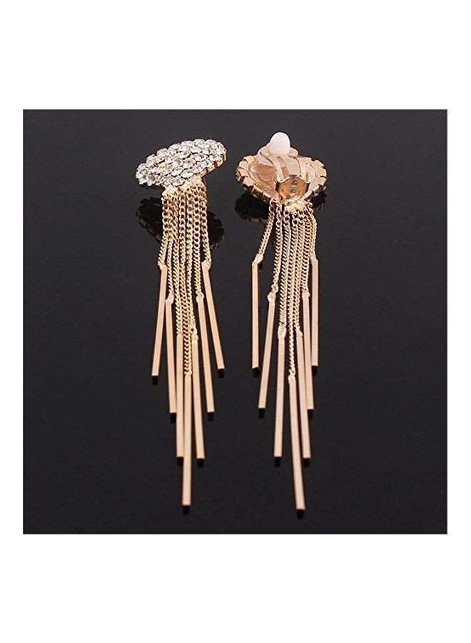 Grace Jun 18 Karat Gold Plated Copper Rhinestone Studded Teardrop Tassel - Image 4