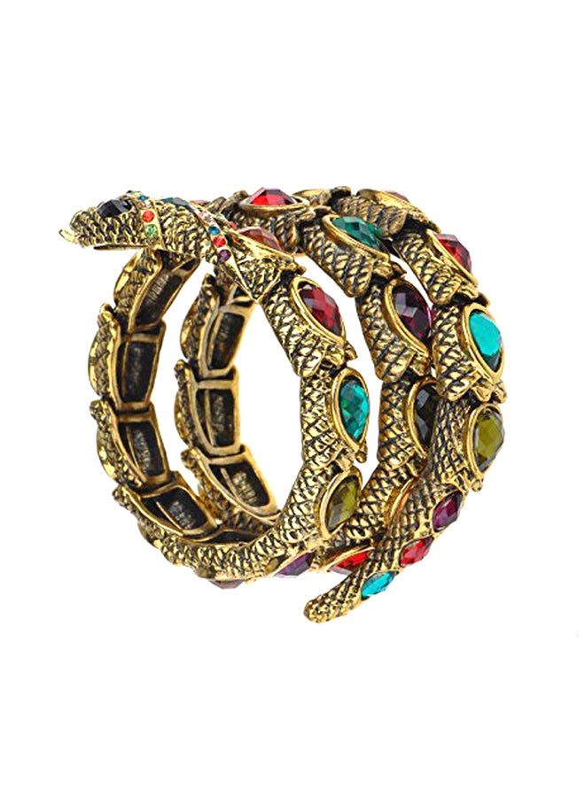 Rhinestones Studded Egyptian Snake Wrap Bracelet - Image 1