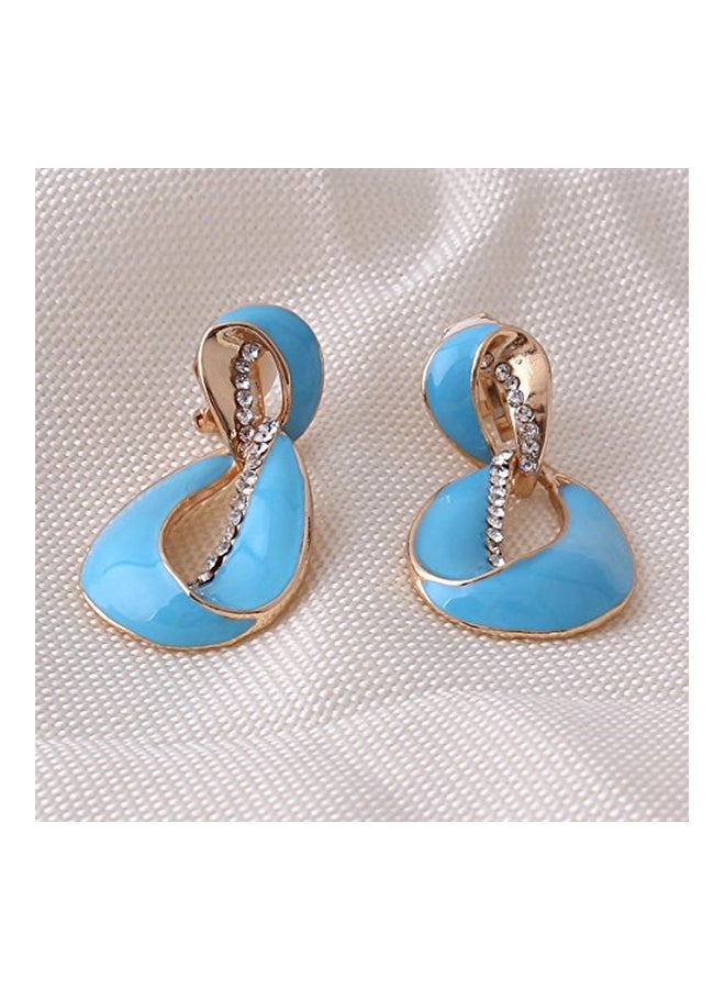 Grace Jun Gold Plated Copper Enamel And Rhinestone Studded Clip on Earrings  - Image 4