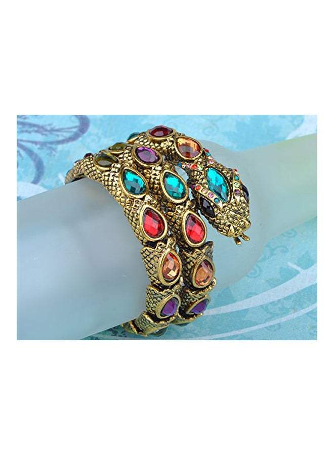 Rhinestones Studded Egyptian Snake Wrap Bracelet - Image 2