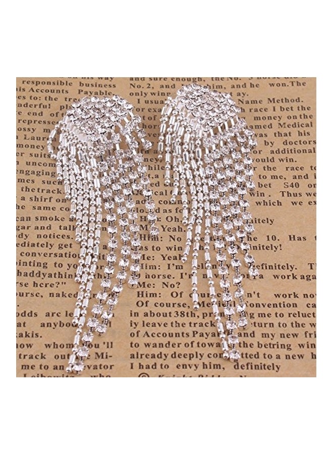 Grace Jun - Alloy Rhinestone Studded Tassel Earrings - Image 1