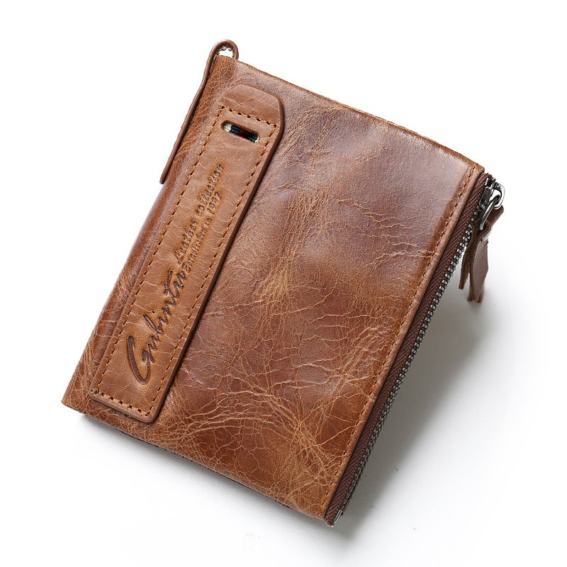GUBINTO - Vintage leather long men's zipper wallet brown Brown - Image 1