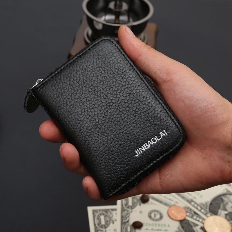 JINBAOLAI - Leather Multifunctional Wallet Black - Image 1