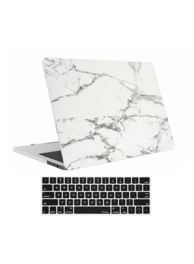 Marble Hard Shell Protective Cover For Apple Macbook Pro 13, 13.3 inch With Keyboard Cover white  - Image 2