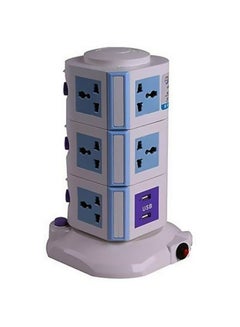 Generic Vertical Universal Socket Plug Extension White/Blue/Purple 