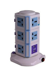 Generic Vertical Universal Socket Plug Extension White/Blue/Purple 