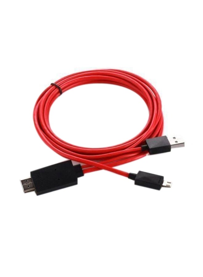 كابل محول من Micro USB MHL إلى HDMI HDTV لهاتف سامسونج جالاكسي S4/S3 I9500/I9505/I9300/N7100 أحمر وأسود - Image 1