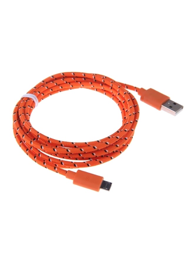 Micro USB Data Sync Charging Cable Orange/Black
