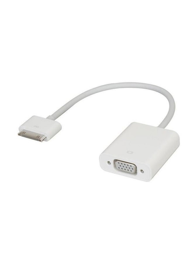 30-Pin Dock Connector To VGA Cable Adapter For Apple iPad 2/3/4/4S White
