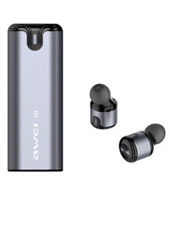 Awei Bluetooth Wireless In-Ear Earphone With Charging Case Grey  - Image 1