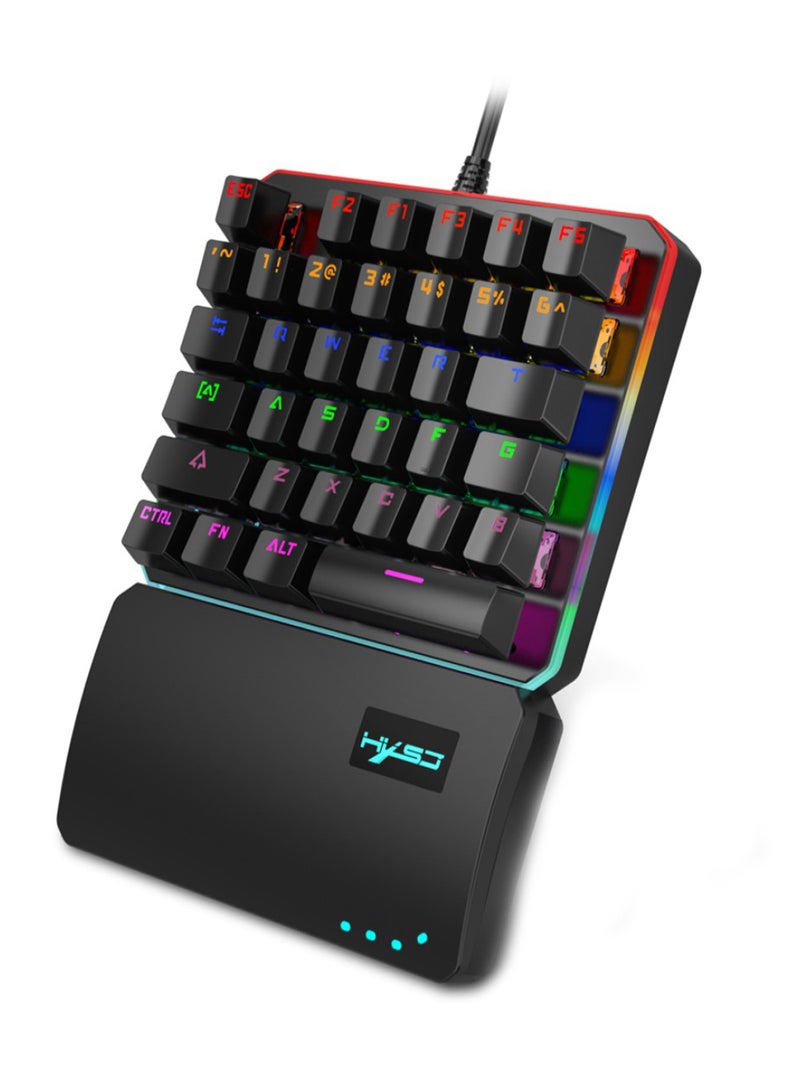 HXSJ One-Handed Mechanical Wired Gaming Keyboard Black  - Image 2