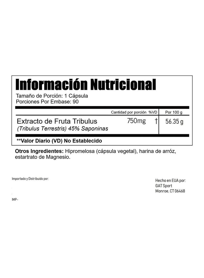 GAT Tribulus Performance Enhancer Dietary Supplement 90 Capsules  - Image 2