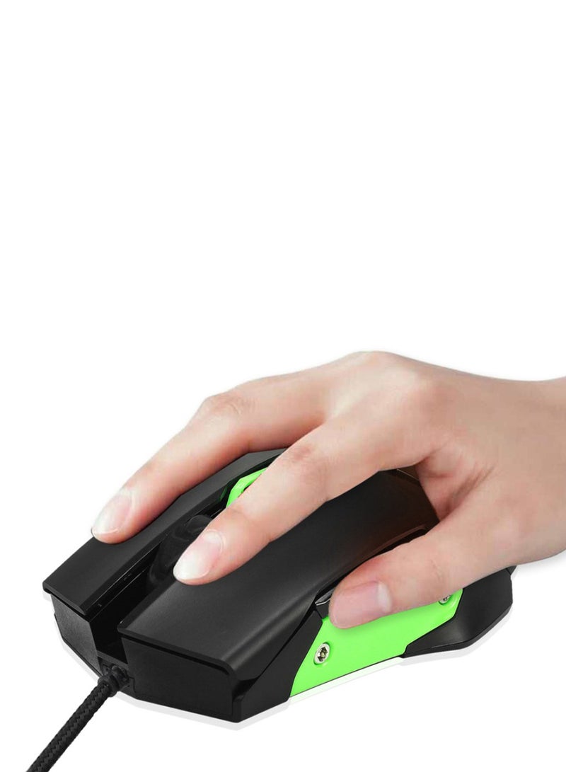 HXSJ Wired Optical Gaming Mouse Black/Green  - Image 2