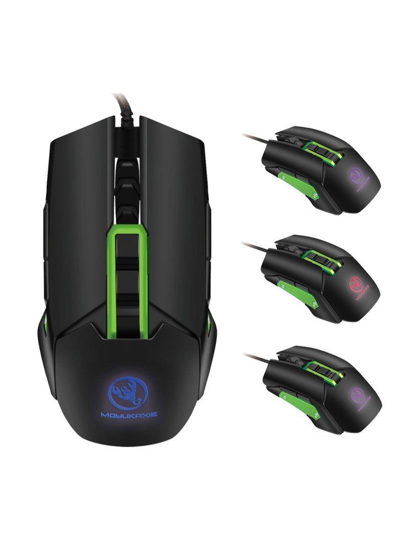 HXSJ Wired Optical Gaming Mouse Black/Green  - Image 4