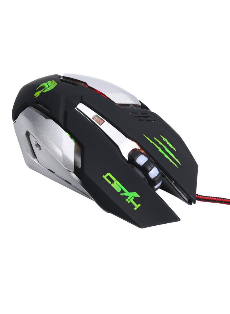 HXSJ Adjustable Light Wired Gaming Mouse Black/Green/Silver  - Image 2