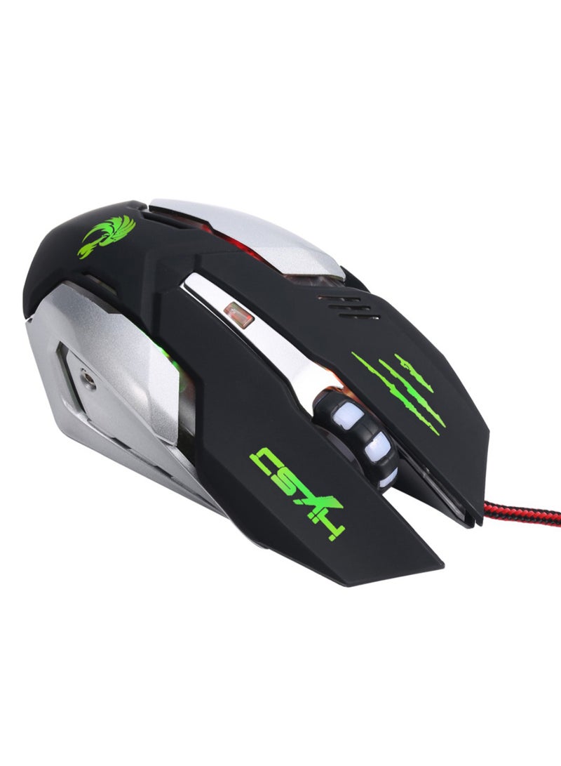 HXSJ Adjustable Light Wired Gaming Mouse Black/Green/Silver  - Image 4