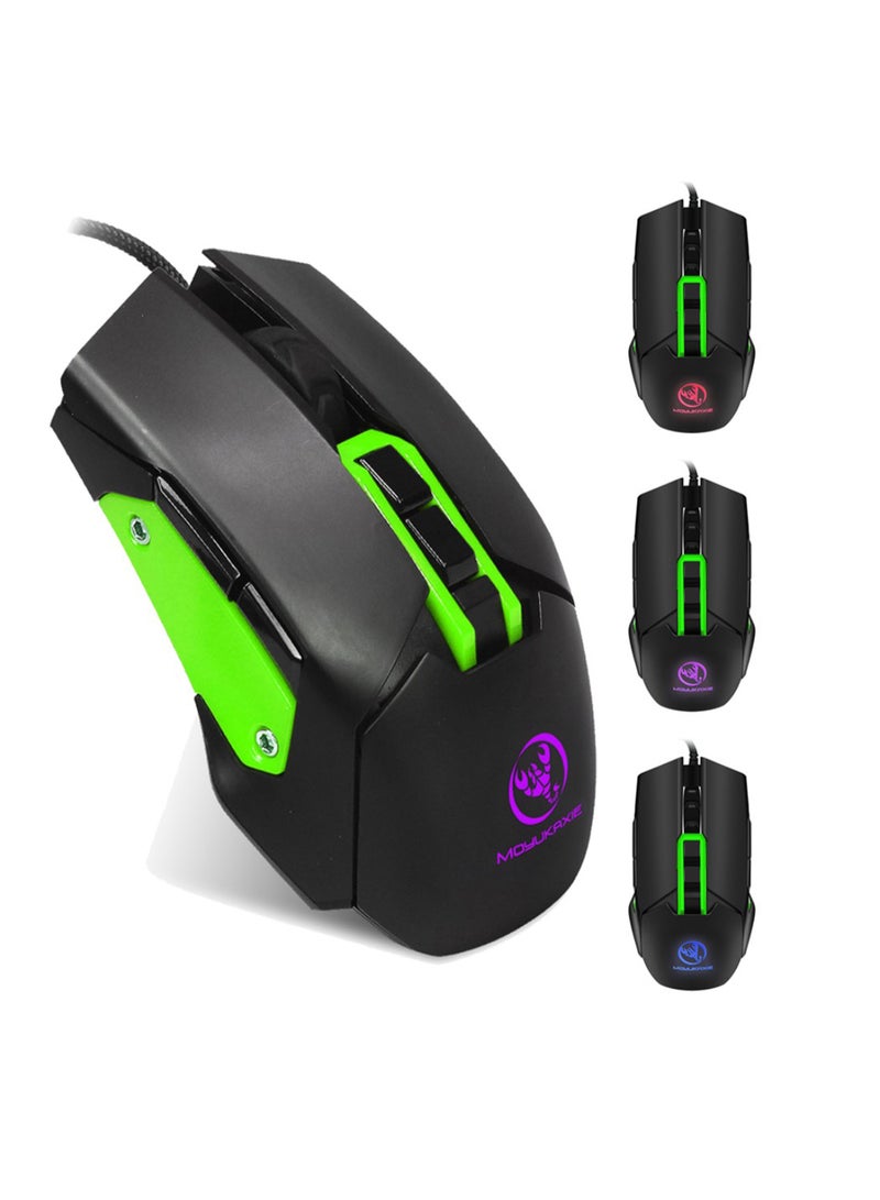 HXSJ Wired Optical Gaming Mouse Black/Green  - Image 3