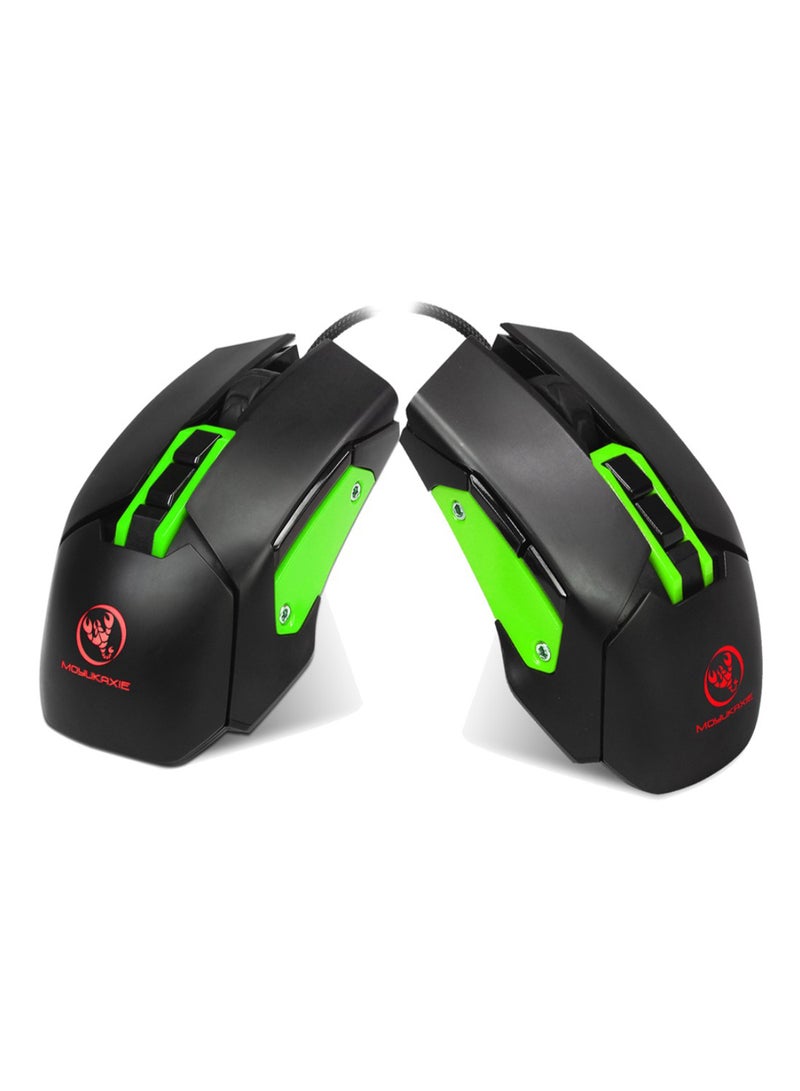 HXSJ Wired Optical Gaming Mouse Black/Green  - Image 5