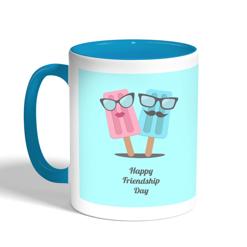 Happy Friendship Day Printed Coffee Mug, Turquoise 11 Ounce