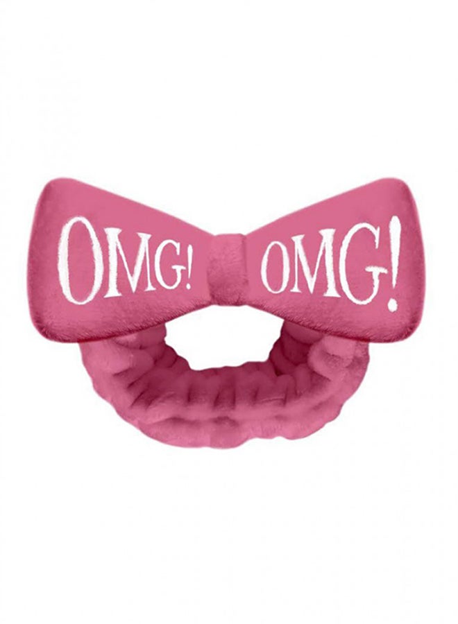 ربطة شعر مطبوع عليها عبارة OMG وردي غامق