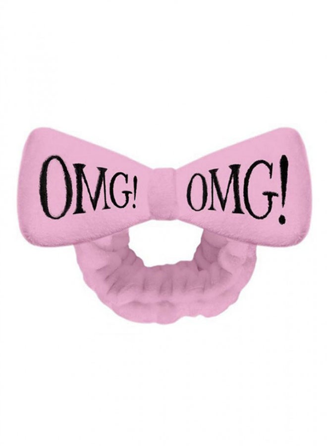 ربطة شعر مطبوع عليها عبارة OMG وردي