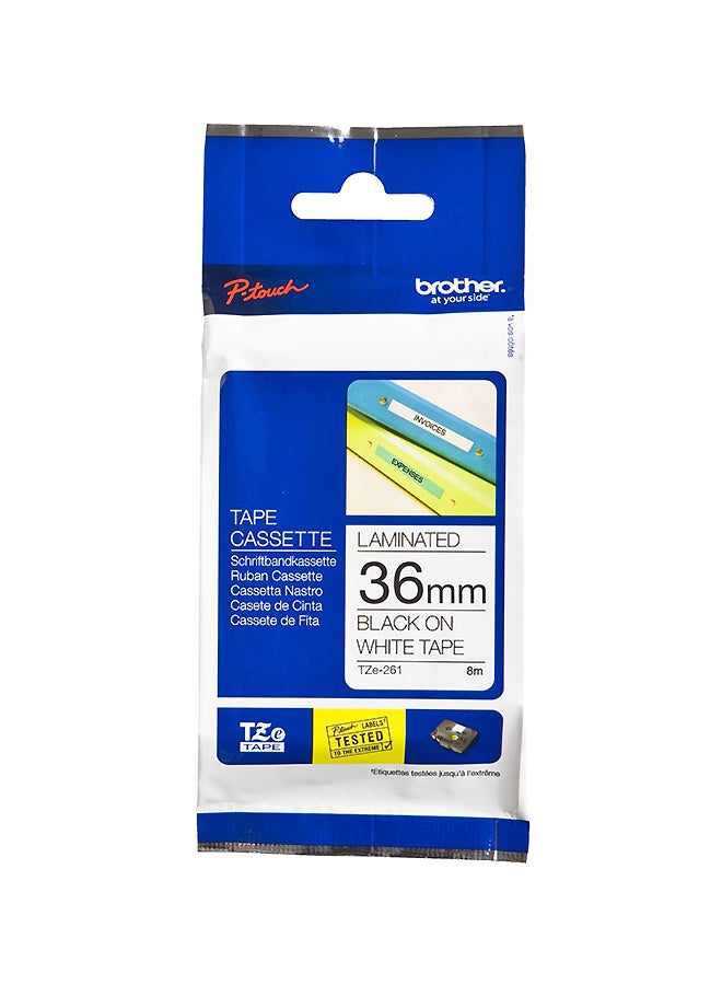 brother Tze261 Tape 36 Mm/White Black/White - Image 2