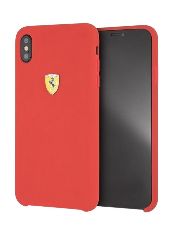 فيراري غطاء حماية من السيليكون بتصميم شعار w لهاتف آيفون XS ماكس أحمر