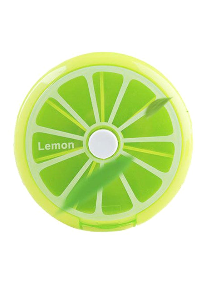 Rotating Portable Multi Function Pill Box Green/Yellow Medium  - Image 1