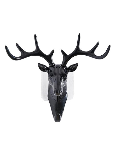 Deer Antlers Design Self Adhesive Wall Hook Black Medium