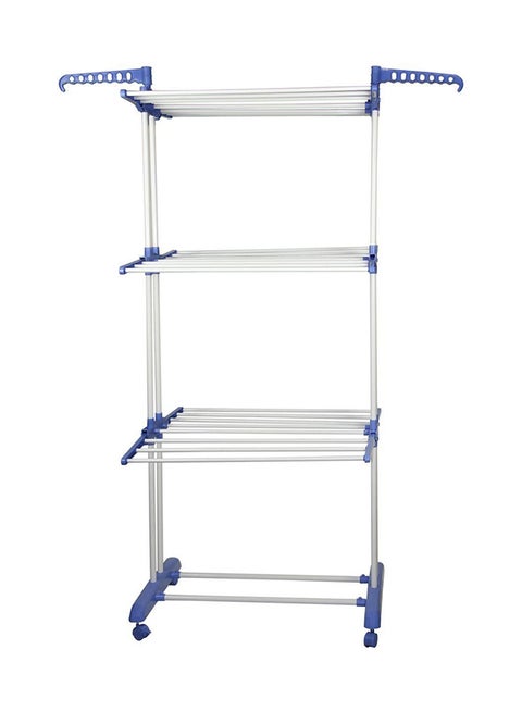 Clothes Drying Rack White & Blue Medium