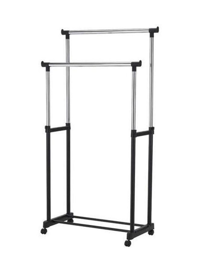 Double Pole Clothes Portable Rack Silver/Black 84.5x43cm  - Image 1