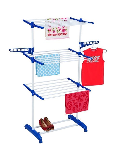 3 Layer Heavy Duty Cloth Drying Stand White/Blue Medium