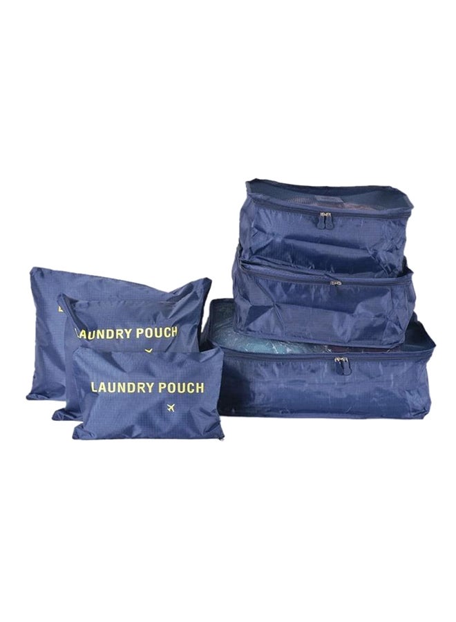 6-Piece Organizer Packing Bag With Laundry Pouch Set Blue Medium 