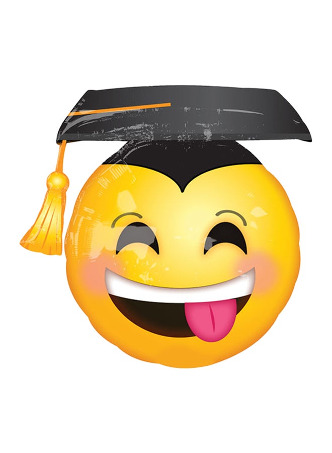 Anagram Emoji Grad Smiley Face Foil Balloon Yellow 26inch 