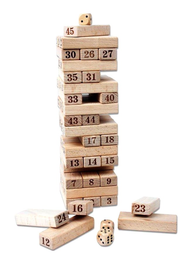 طقم كتل تكديس برج خشبي من خشب الزان مكون من 51 قطعة
