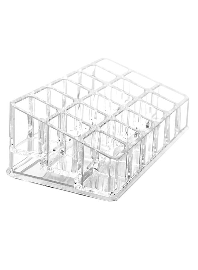 منظم من الأكريليك لمستحضرات التجميل وملمع الشفاه يحتوي على 18 موضعاً شفاف Medium