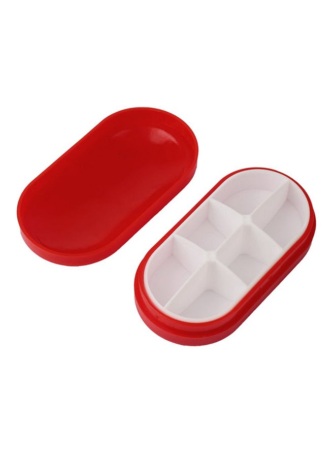 Generic 6 Compartments Pill Box Red/White Medium 