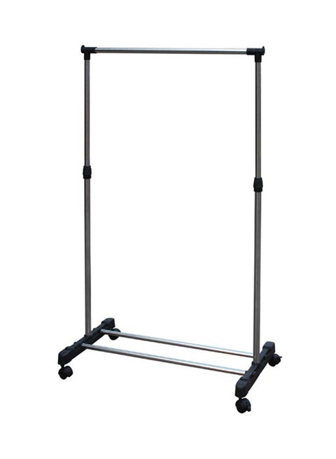 Single Pole Telescopic Clothes Hanger With Wheels Black Medium