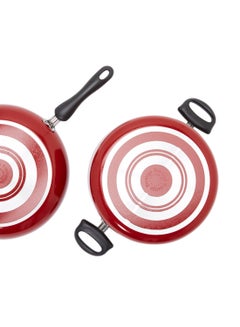 Prestige 14-Piece Classique Non Stick Shatterproof Toughened Glass With Reinforced Metal Cookware Set With Cutting Board And Tool Set Includes 1xCasserole With Lid 20cm, 1xCasserole With Lid 24 cm, 1xCasserole With Lid 26 cm, 1xCasserole With Lid 28 cm, 1xFrying Pan 24 cm, 1xSpatula, 1xCutting Board And 3 kitchen Knife Tools Red  - Image 4