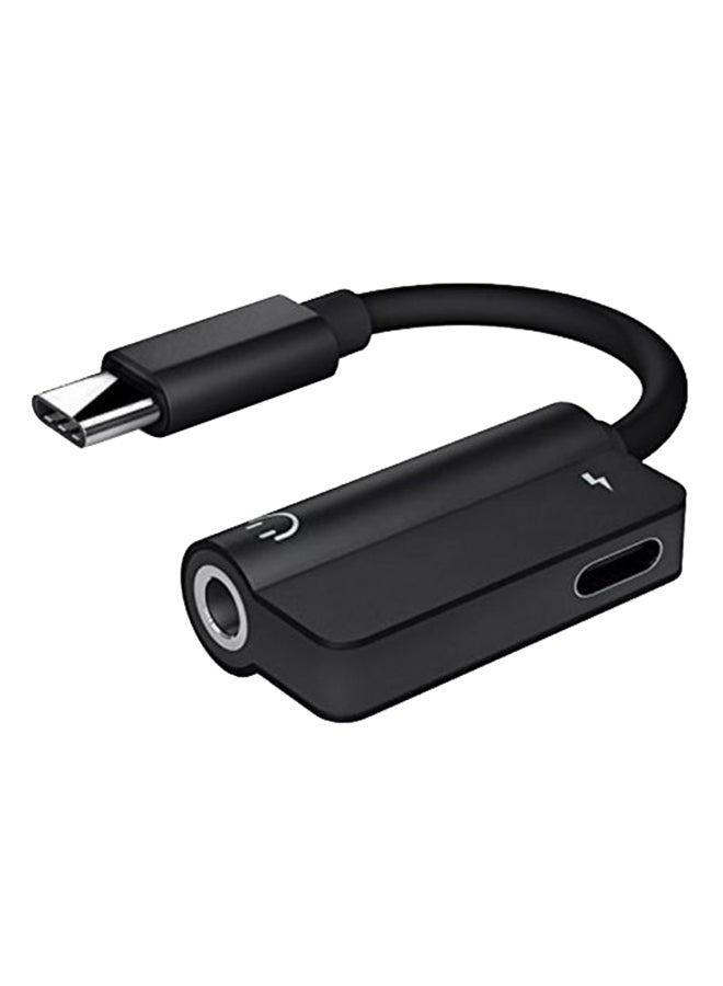 2-in 1 Type-C Audio Cable Black - Image 1